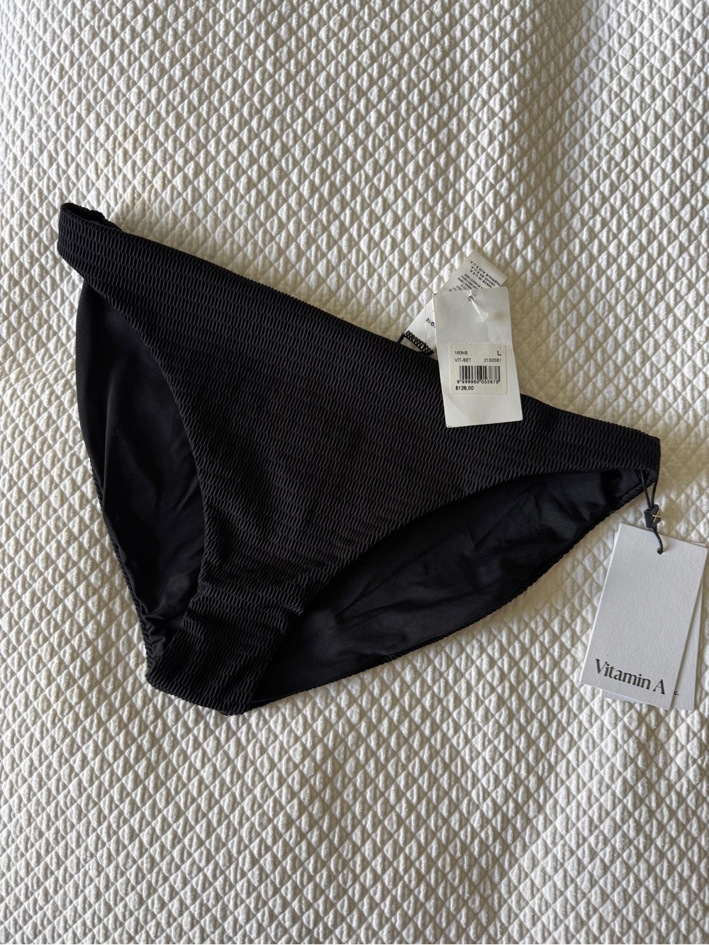Vitamin A Black Ribbed High-Cut Bikini Brief